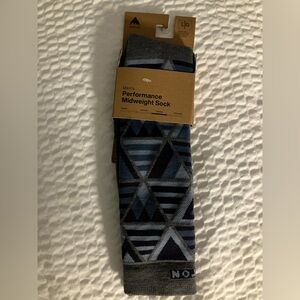 NWT Men’s Burton Performance Midweight Socks Dark Slate Heather Large 10.5-13.5